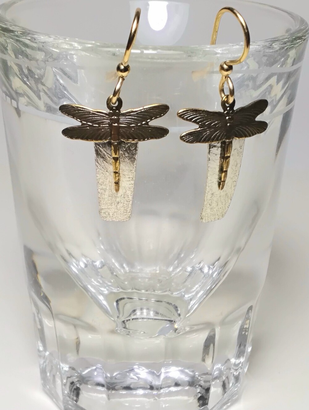 Two Tone Dragongly Dangle Earrings